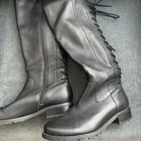 Sofft Sharnell II Waterproof Lace-Up Leather Black BootsSize 7M